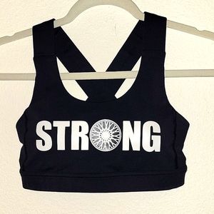 Lululemon All Sport Bra III,with pads, "STRONG" decal, Sz 6, Black, EUC